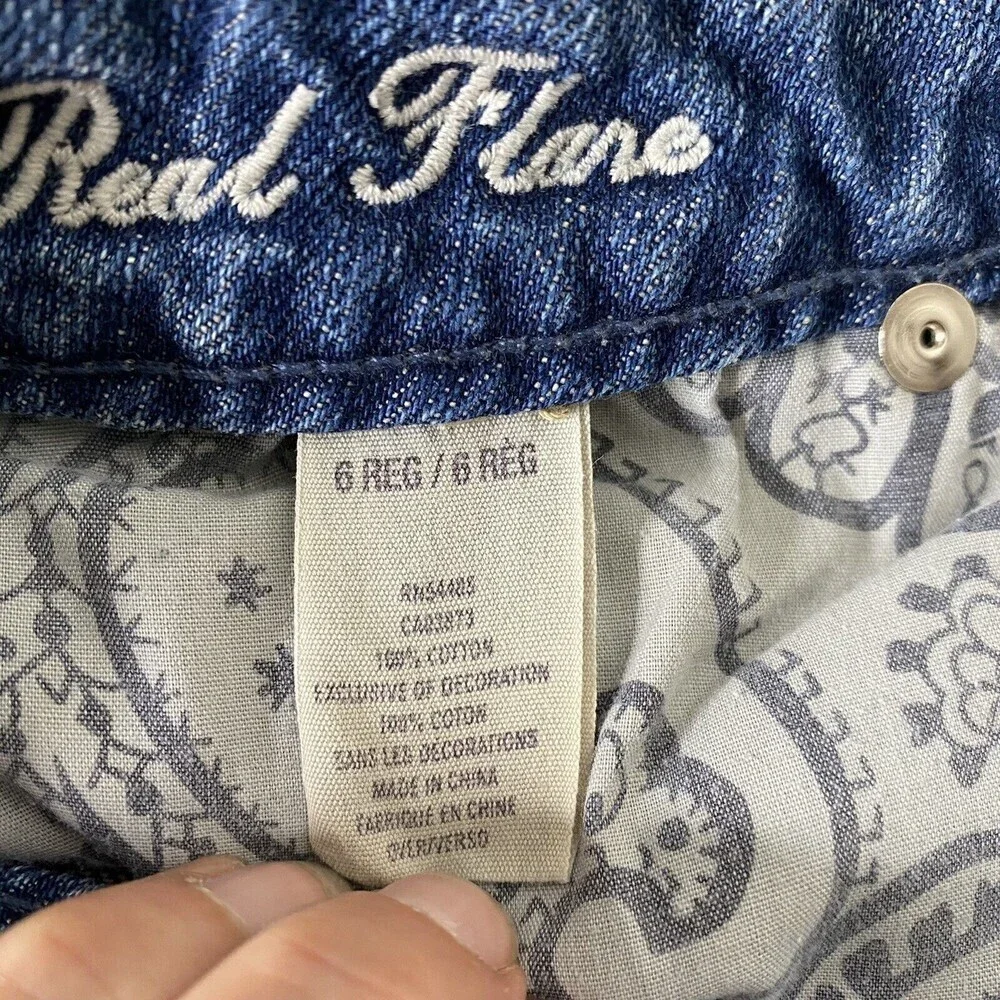 American Eagle Y2K Real Flare Jeans Womens Sz 6 Low Rise 2000s Distressed